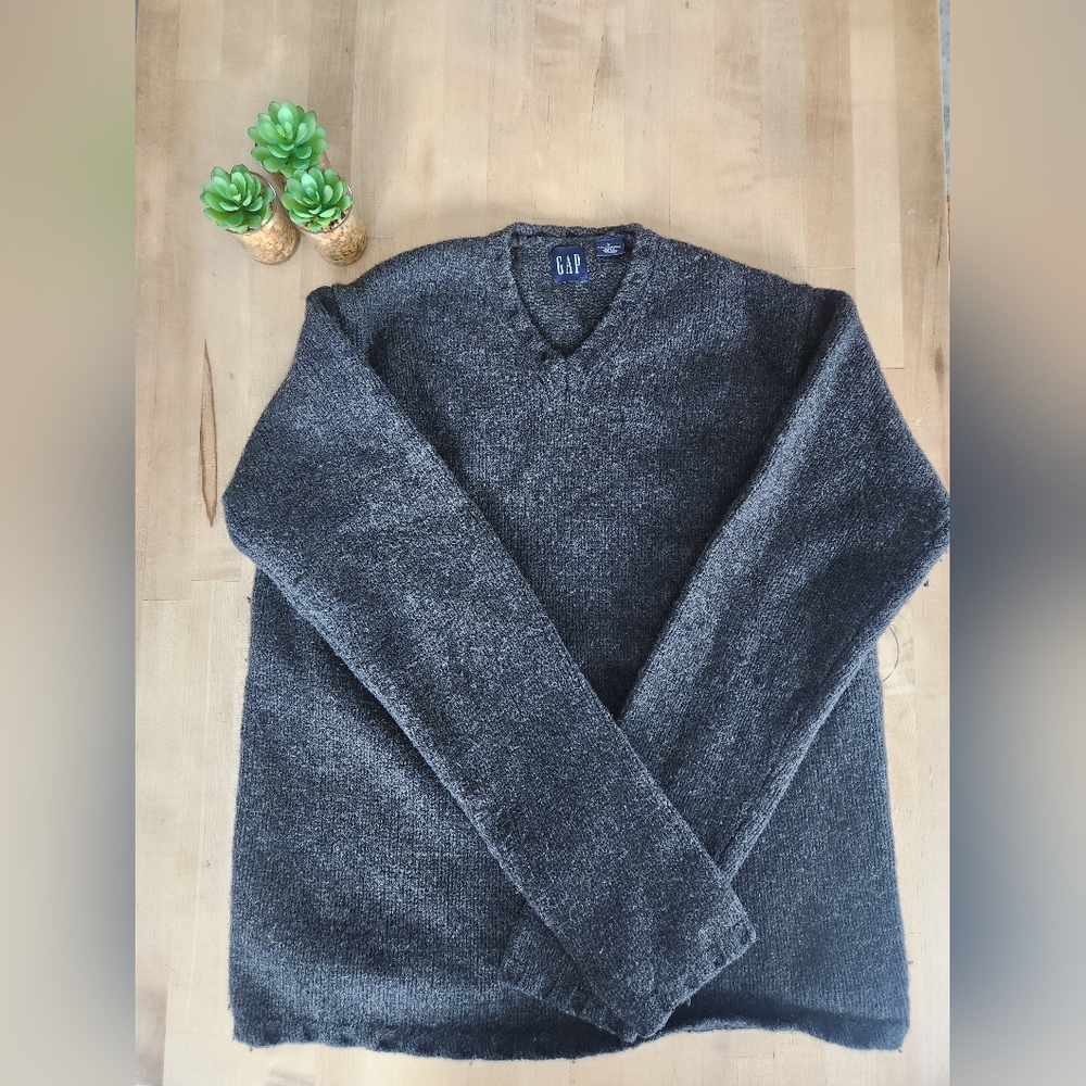 GAP Charcoal Gray Lambswool Knit Sweater